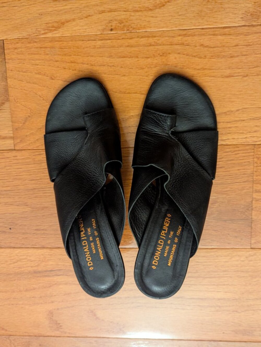 Donald J Pliner Black Napa Leather Sandal Heels Size 7.5 MADE IN ITALY - Picture 2 of 11